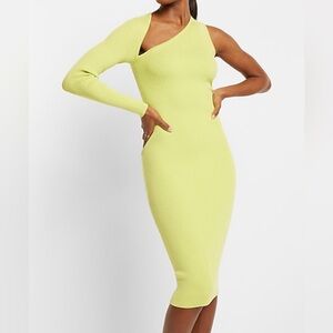 Green one-shoulder Body Contour midi dress